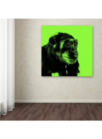 Chimp Canvas Wall Art Green/Black 14 x 14inch