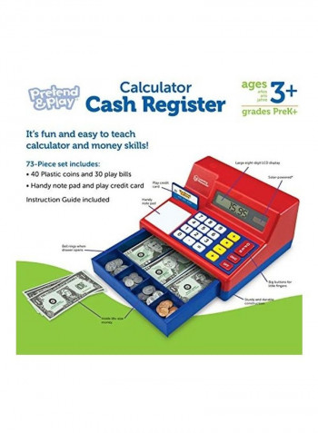 Pretend And Play Calculator Cash Register 9.8 x 11.49 x 6.22inch