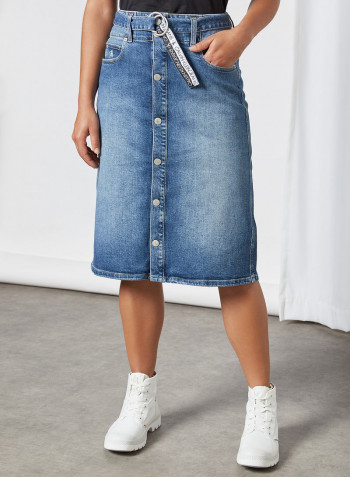 High Rise Denim Skirt Denim Dark