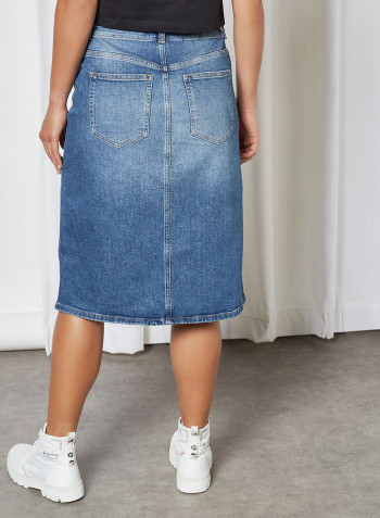 High Rise Denim Skirt Denim Dark