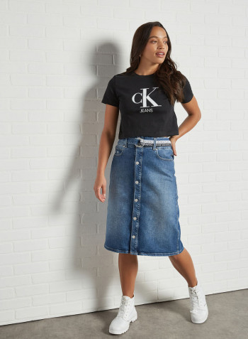 High Rise Denim Skirt Denim Dark