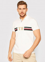 Monogram Chest Slim Polo White/Black/Red