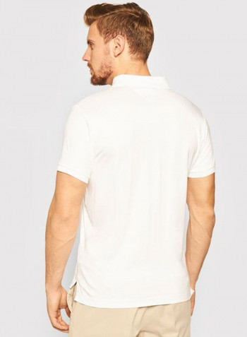 Monogram Chest Slim Polo White/Black/Red