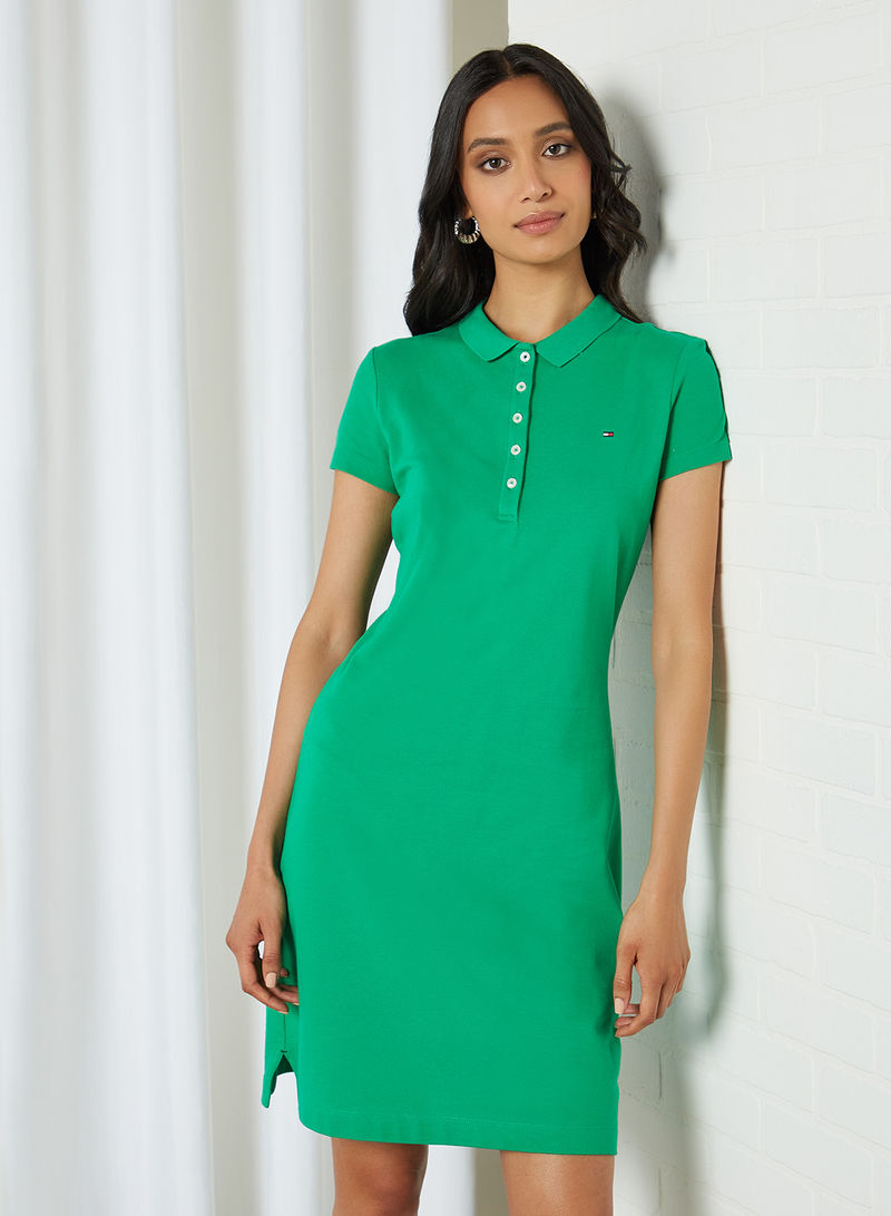 Slim Fit Polo Dress Primary Green