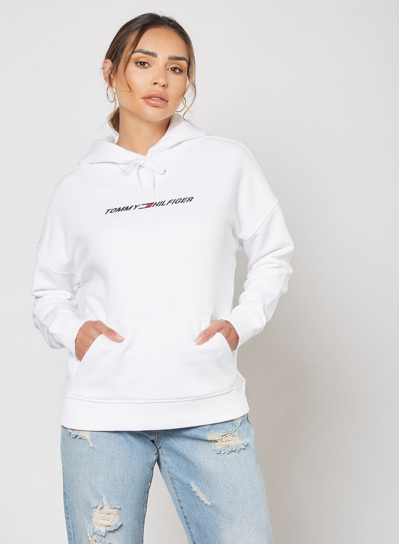 Relaxed Graphic Hoodie Optic White
