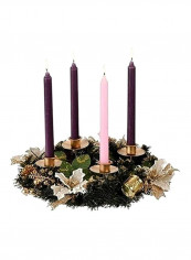 Poinsettia Christmas Advent Wreath Green/Gold 12inch