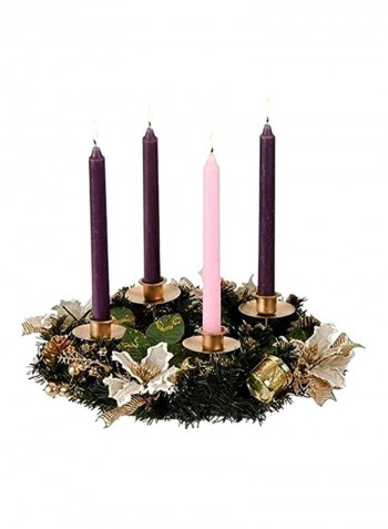 Poinsettia Christmas Advent Wreath Green/Gold 12inch