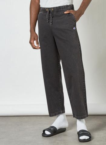 Straight Hem Track Pants Black