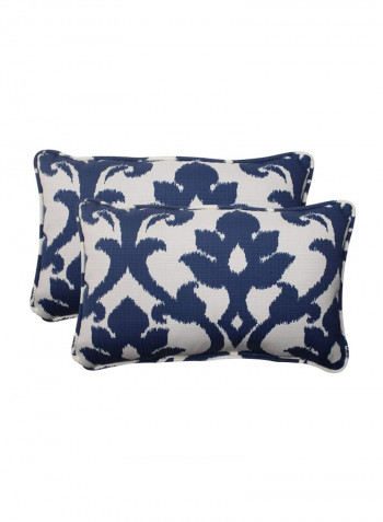 2-Piece Bosco Corded Rectangular Throw Pillow Navy/White 18.5x11.5x5inch