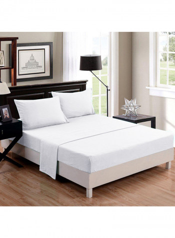 4-Piece Bedsheet Set Cotton White Super King