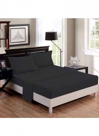 4-Piece Bedsheet Set Cotton Dark Grey King