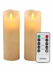 2-Piece Flameless Pillar Candle Set With Remote Control Ivory