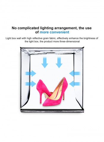 Portable Photography Lighting Softbox With Led Backdrop 40x40x40centimeter Black