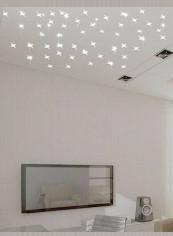 3D Stars Design Decorative Sticker Silver 60x90cm