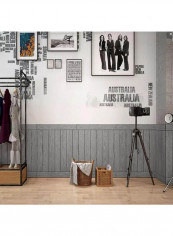 3D Wood Plank Wallpaper Grey