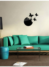 4-Piece 3D Butterfly Pattern Acrylic Mirror Wall Sticker Set Black