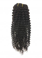 Kinky Curly Clip In Remy Human Hair Extension Black 16inch
