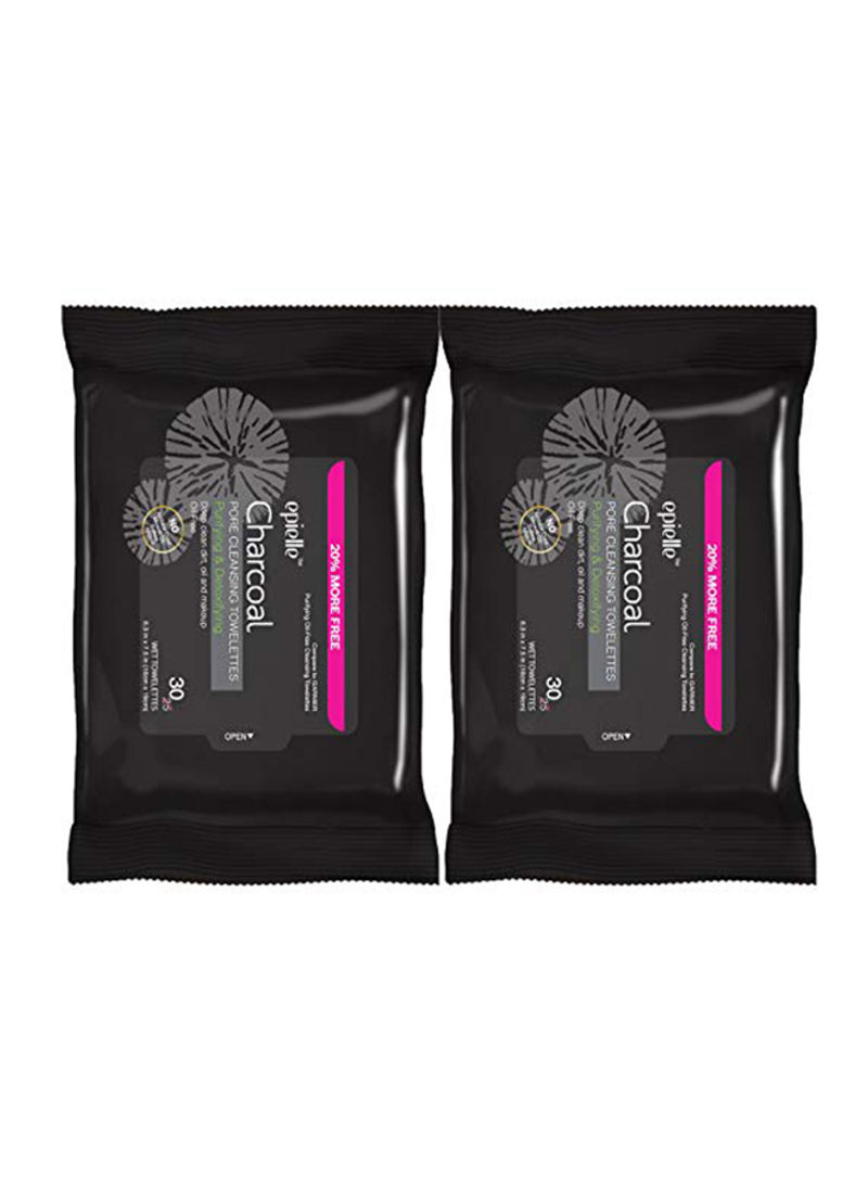 Pack Of 2 Charcoal Pore Cleansing Towelettes 2 x 1 x 3inch
