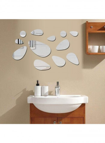 12-Piece Cobblestone Design Wall Sticker Set Silver