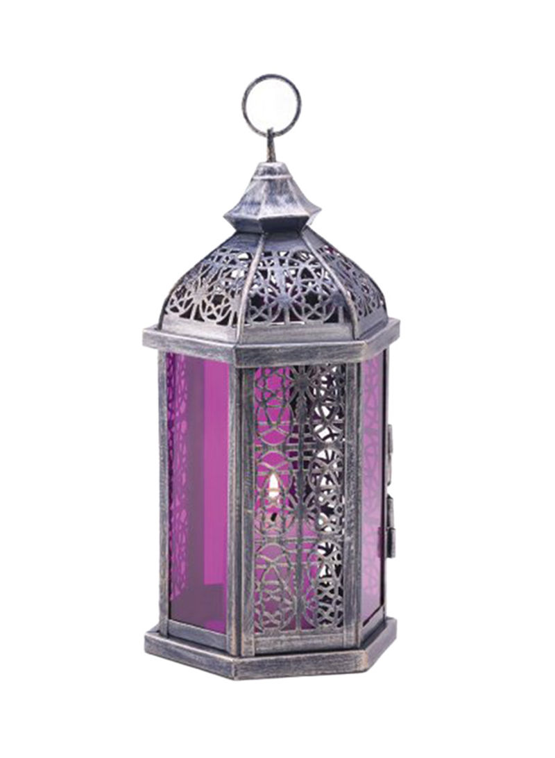 Enchanted Amethyst Candle Lantern Black/Pink 11.5x5.75x5.75inch