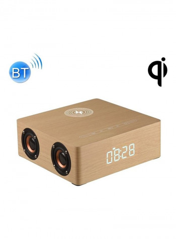 Multifunctional Wooden Touch Clock Display Wireless Charging Bluetooth Speaker HPEDA00993901B Beige
