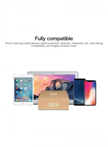 Multifunctional Wooden Touch Clock Display Wireless Charging Bluetooth Speaker HPEDA00993901B Beige