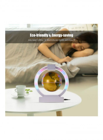 Magnetic Floating Globe With LED Light Gold/White/Purple