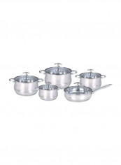 5-Piece Stainless Steel Casserole Set Silver/Clear Silver