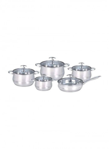 5-Piece Stainless Steel Casserole Set Silver/Clear Silver