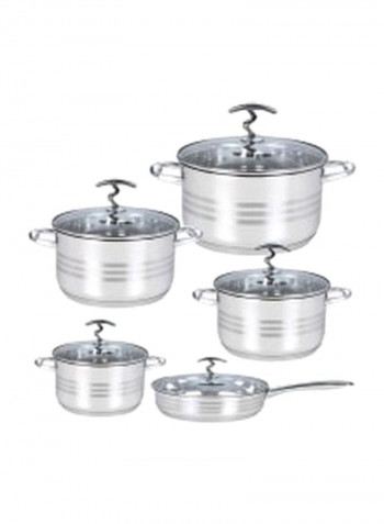 5-Piece Stainless Steel Casserole Set Silver/Clear Silver