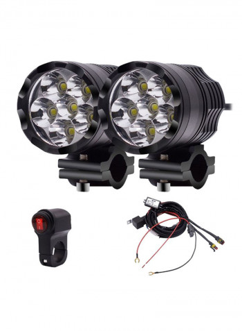 2-Piece Motorcycle LED Headlight Lamp Set With Switch And Cable Hardness