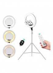 LED Ring Light Remote Control with 3 Phone Clamp White/Black