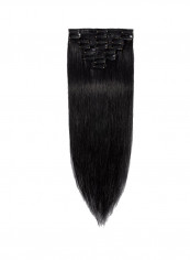 8-Piece Medium Straight Remy Human Hair Extension Black