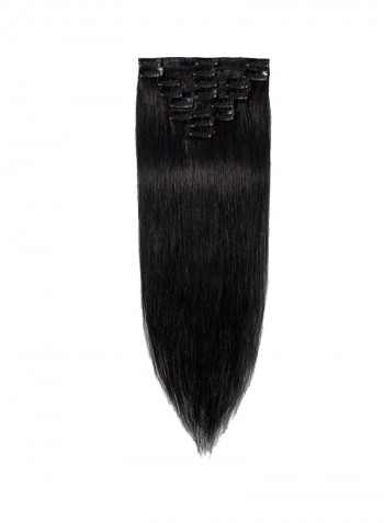 8-Piece Medium Straight Remy Human Hair Extension Black