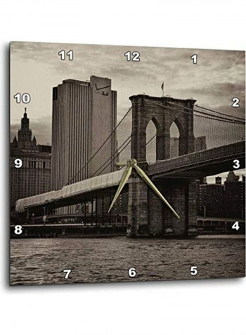 Brooklyn Bridge In Sepia Wall Clock Multicolour 10x10inch