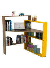 Pisagor Corner Computer And Gaming Desk Walnut/Yellow 94 x 94 x 114cm
