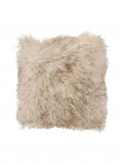 Lamb Fur Throw Pillow Beige 16x16inch