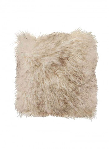 Lamb Fur Throw Pillow Beige 16x16inch