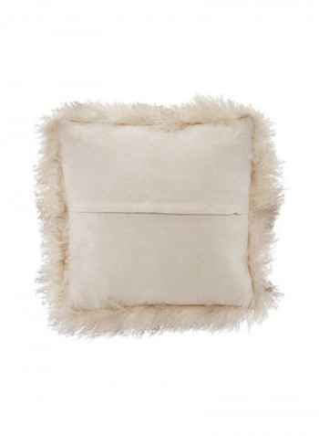 Lamb Fur Throw Pillow Beige 16x16inch