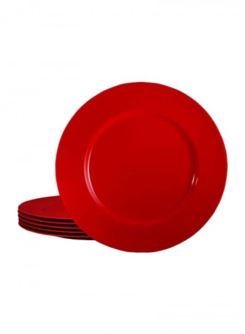 6-Piece Calypso Basics Dinner Plate Set Red 11inch