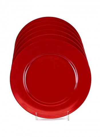 6-Piece Calypso Basics Dinner Plate Set Red 11inch