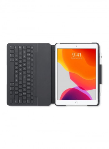Slim Folio Case With Keyboard For iPad 7th Gen Arabic Graphite