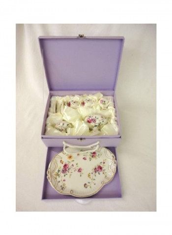 10-Piece Tea Set White/Yellow/Purple 9.8x7.6x4.5inch