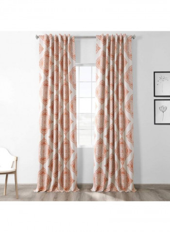 2-Piece Henna Blackout Room Darkening Curtain Orange/White 50 x 108inch