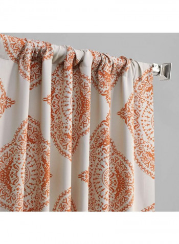 2-Piece Henna Blackout Room Darkening Curtain Orange/White 50 x 108inch