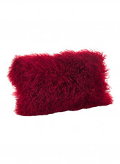 Decorative Fur Pillow Red 12x20inch