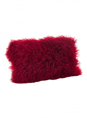 Decorative Fur Pillow Red 12x20inch
