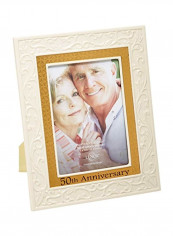 Decorative Tabletop Photo Frame White/Gold 5x7inch