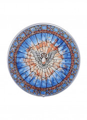 Stained Glass Window Panel Blue/Beige/Brown 6.5inch