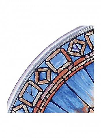Stained Glass Window Panel Blue/Beige/Brown 6.5inch